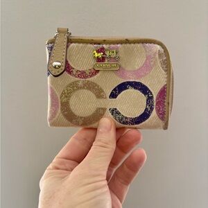 Coach Madison Metallic OP Art L-Zip Mini Coin Pouch